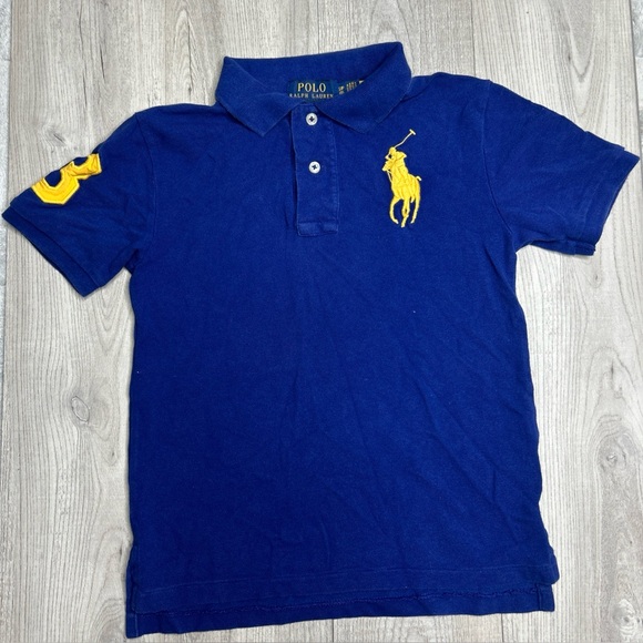 Polo Ralph Lauren Big Pony Blue/Yellow Shortsleeve Polo Sz S(8) - Picture 1 of 2
